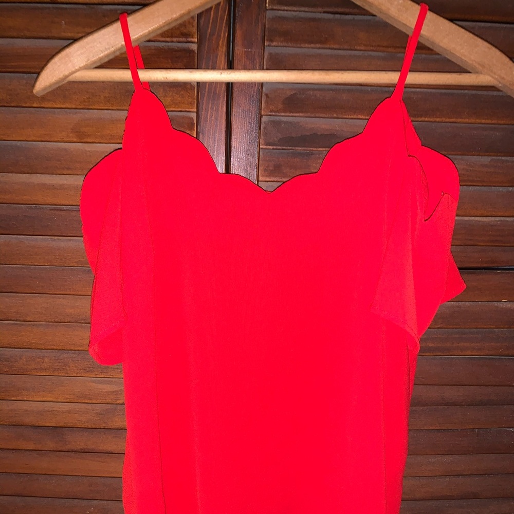 Red off the shoulder women’s shirt
